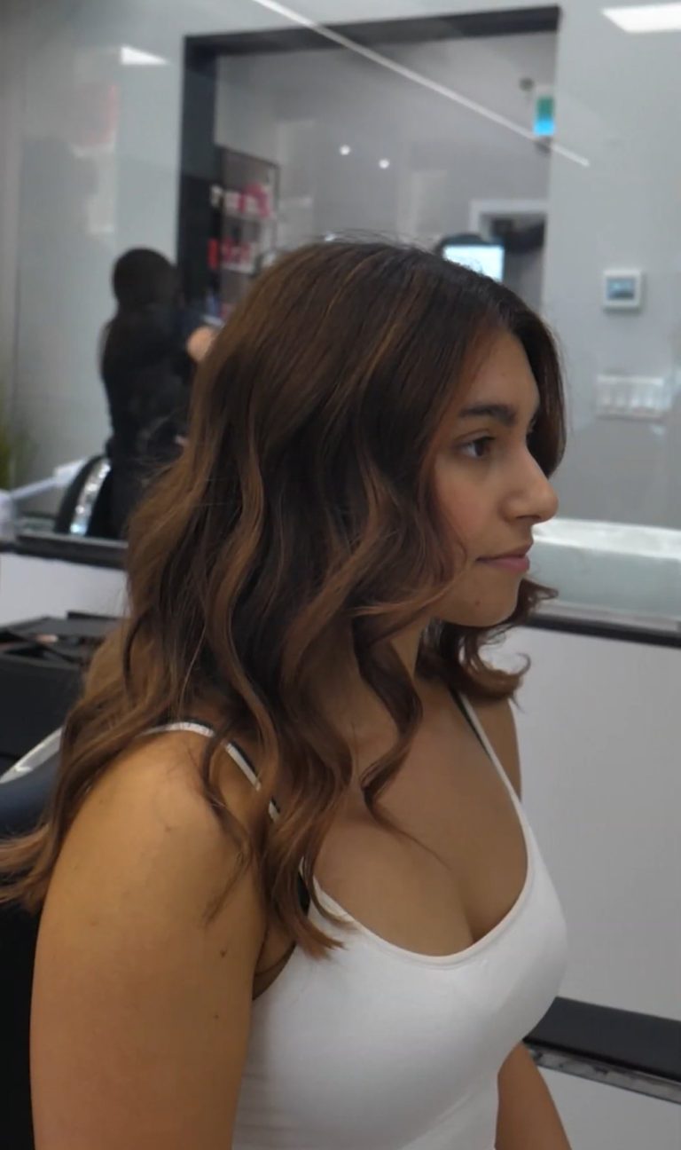 Fresh women’s haircut and styling session at Hairlab X Mississauga